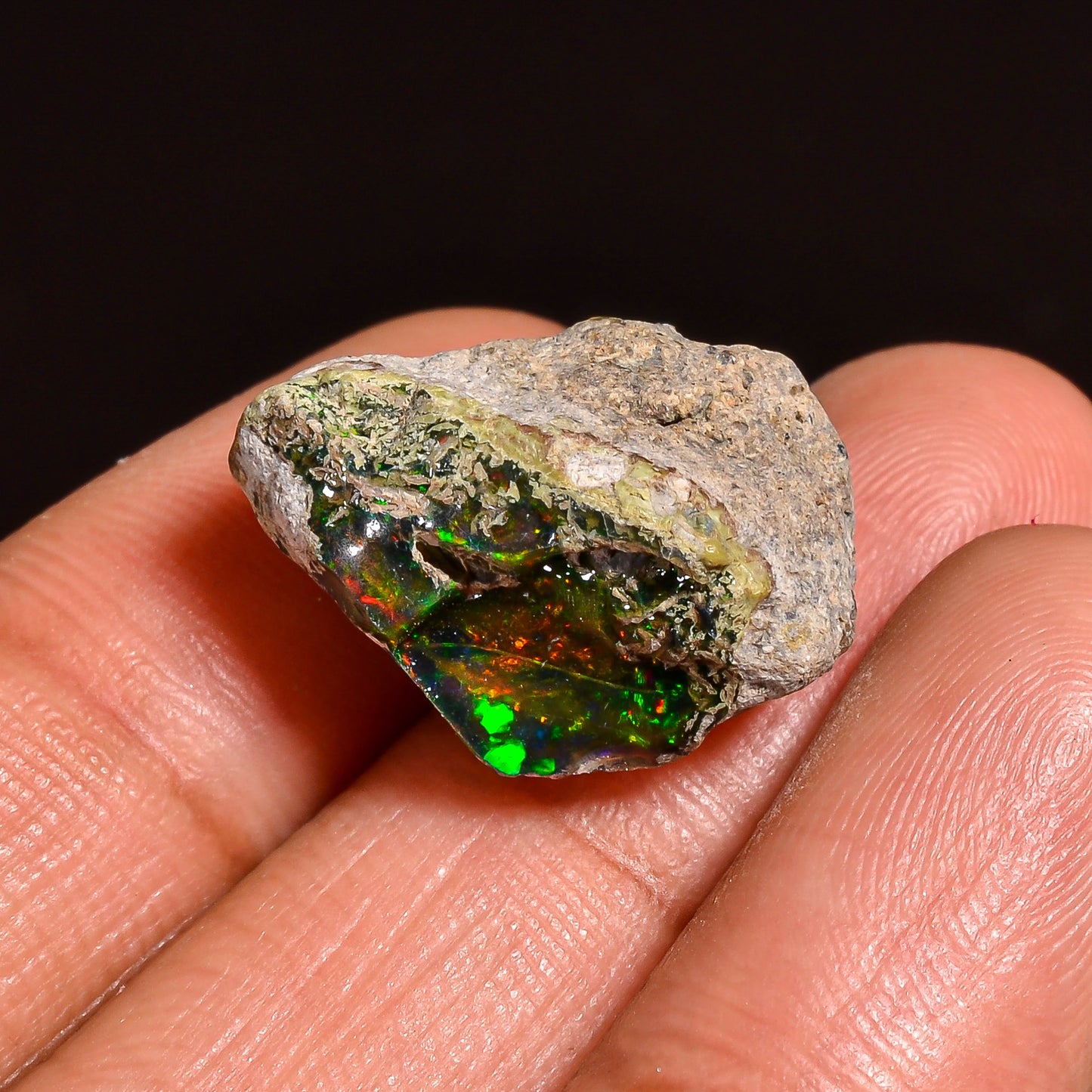Black Opal Weight: 11.00 Carats | Natural Black Ethiopian Opal Rough - Ready for Cutting & Jewelry