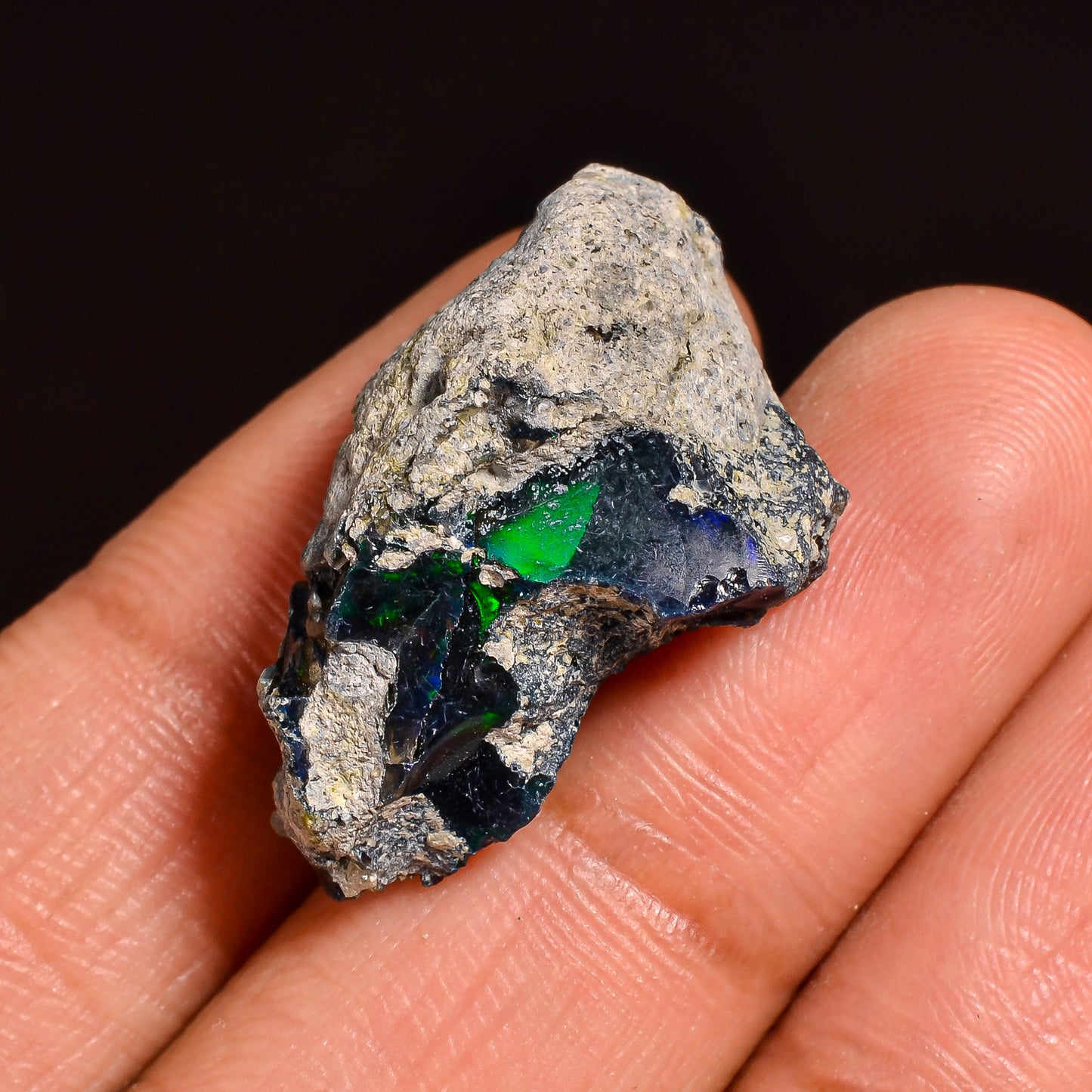 Black Opal Weight: 17.00 Carats | Natural Black Ethiopian Opal Rough - Ready for Cutting & Jewelry