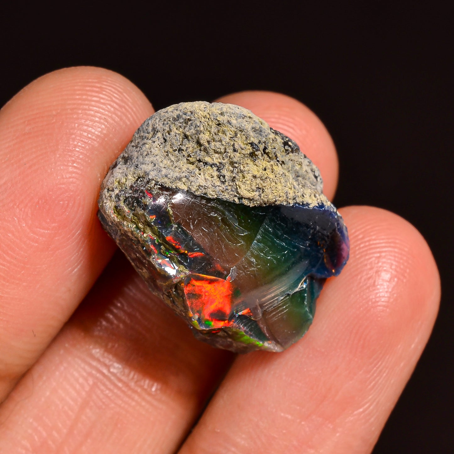 Black Opal Weight: 14.5 Carats | Natural Black Ethiopian Opal Rough - Ready for Cutting & Jewelry