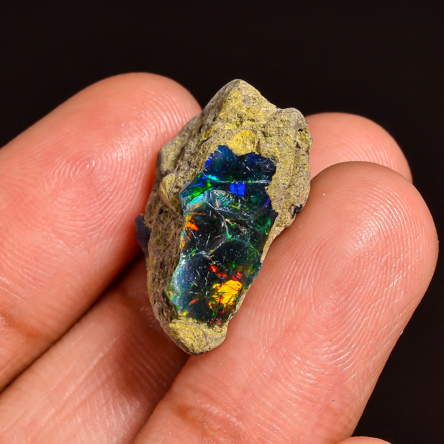 Black Opal Weight: 11.00 Carats | Natural Black Ethiopian Opal Rough - Ready for Cutting & Jewelry