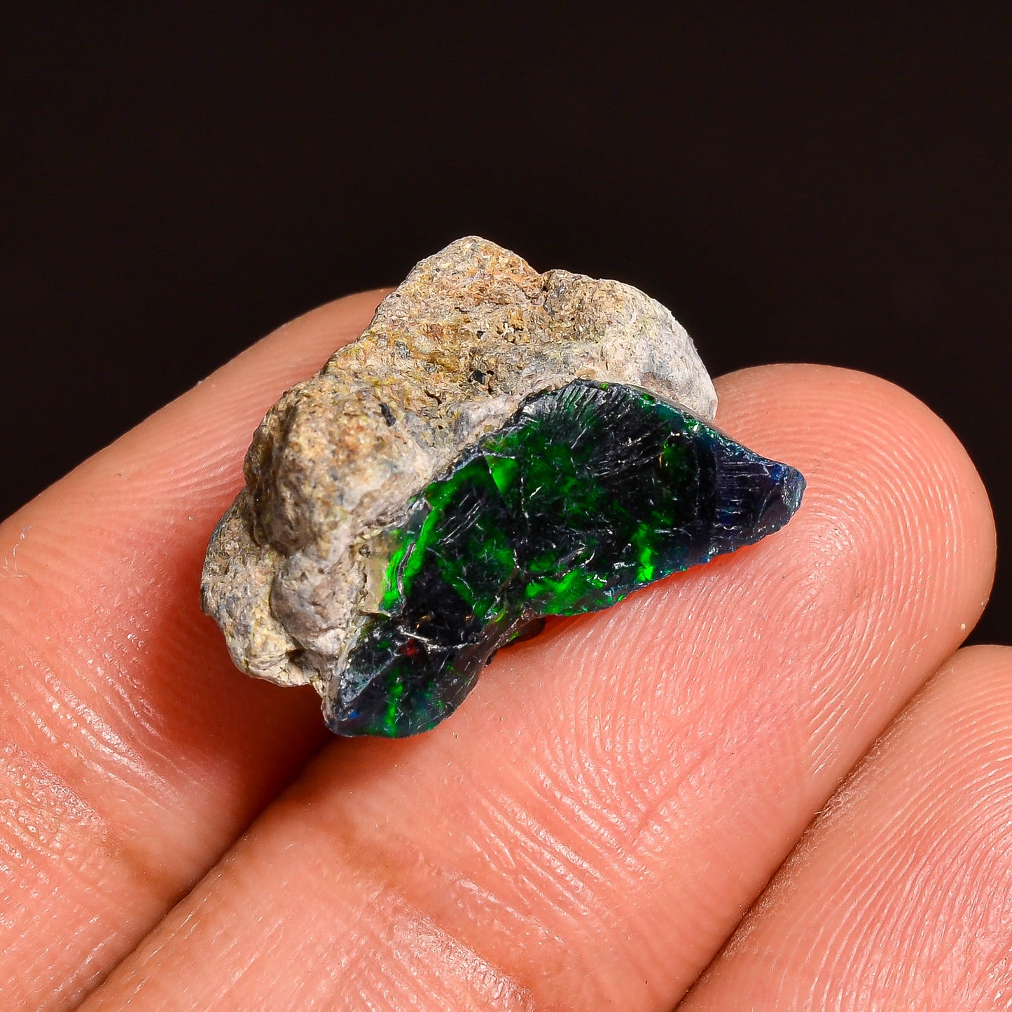 Black Opal Weight: 9.00 Carats | Natural Black Ethiopian Opal Rough - Ready for Cutting & Jewelry