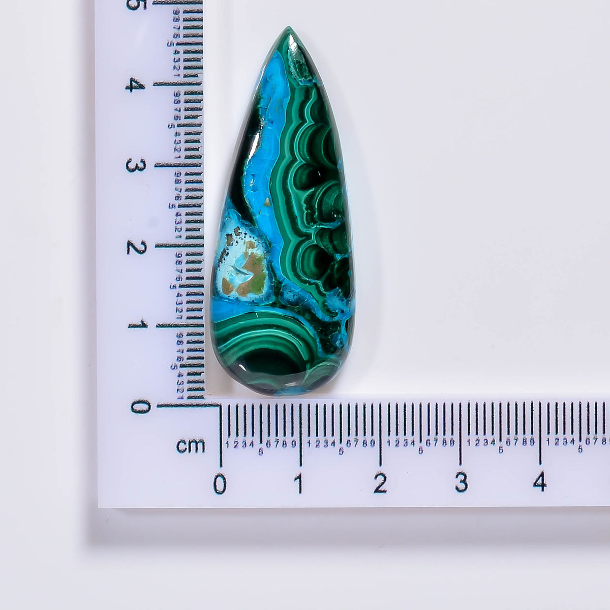 Natural Malachite Chrysocolla Pear Shape Cabochon Loose Gemstone 63 Ct. 42X23X6 mm TJC-46