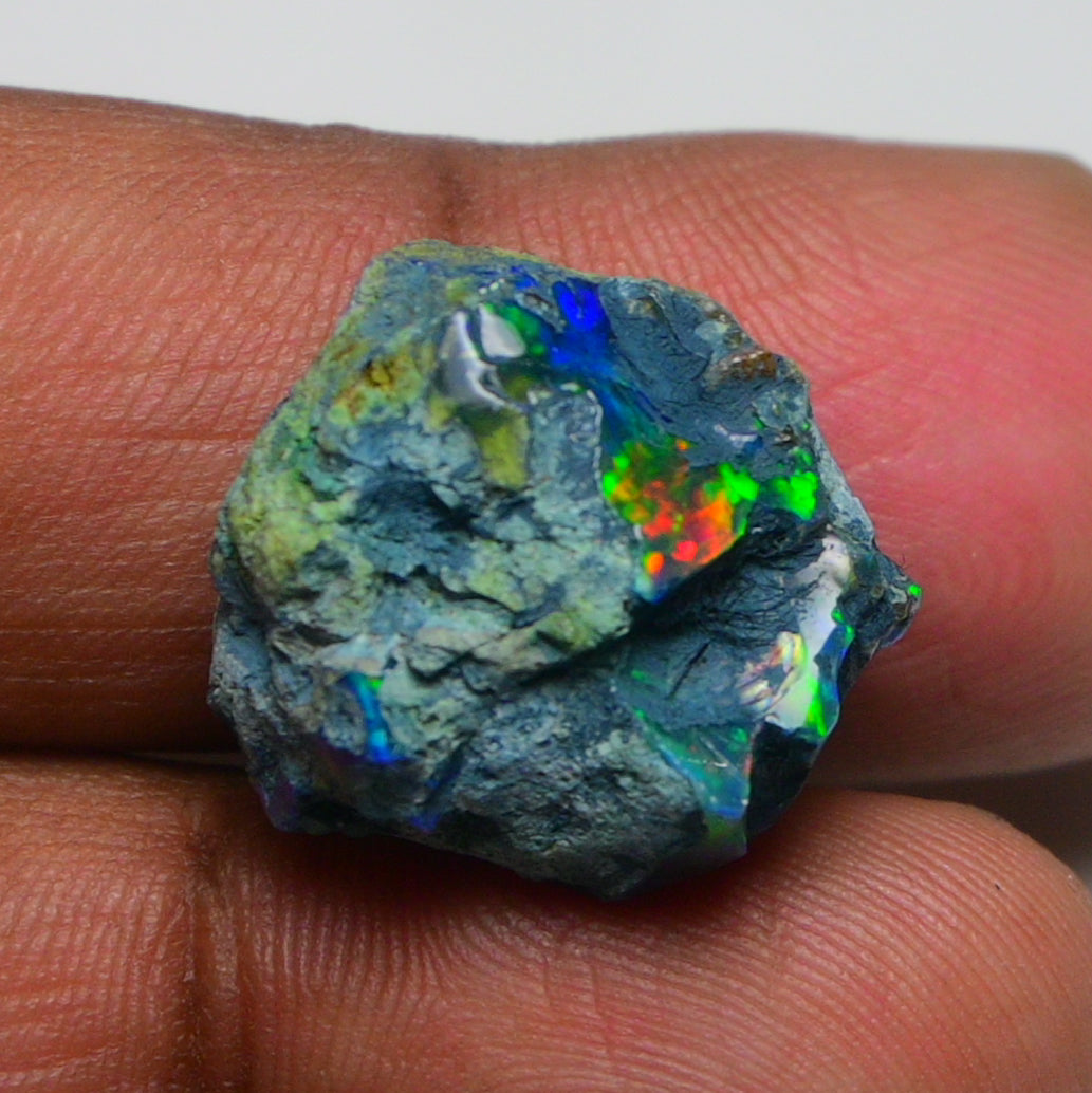 Rare Black Opal 16.45 Carats | Natural Black Ethiopian Opal Rough - Ready for Cutting & Jewelry!