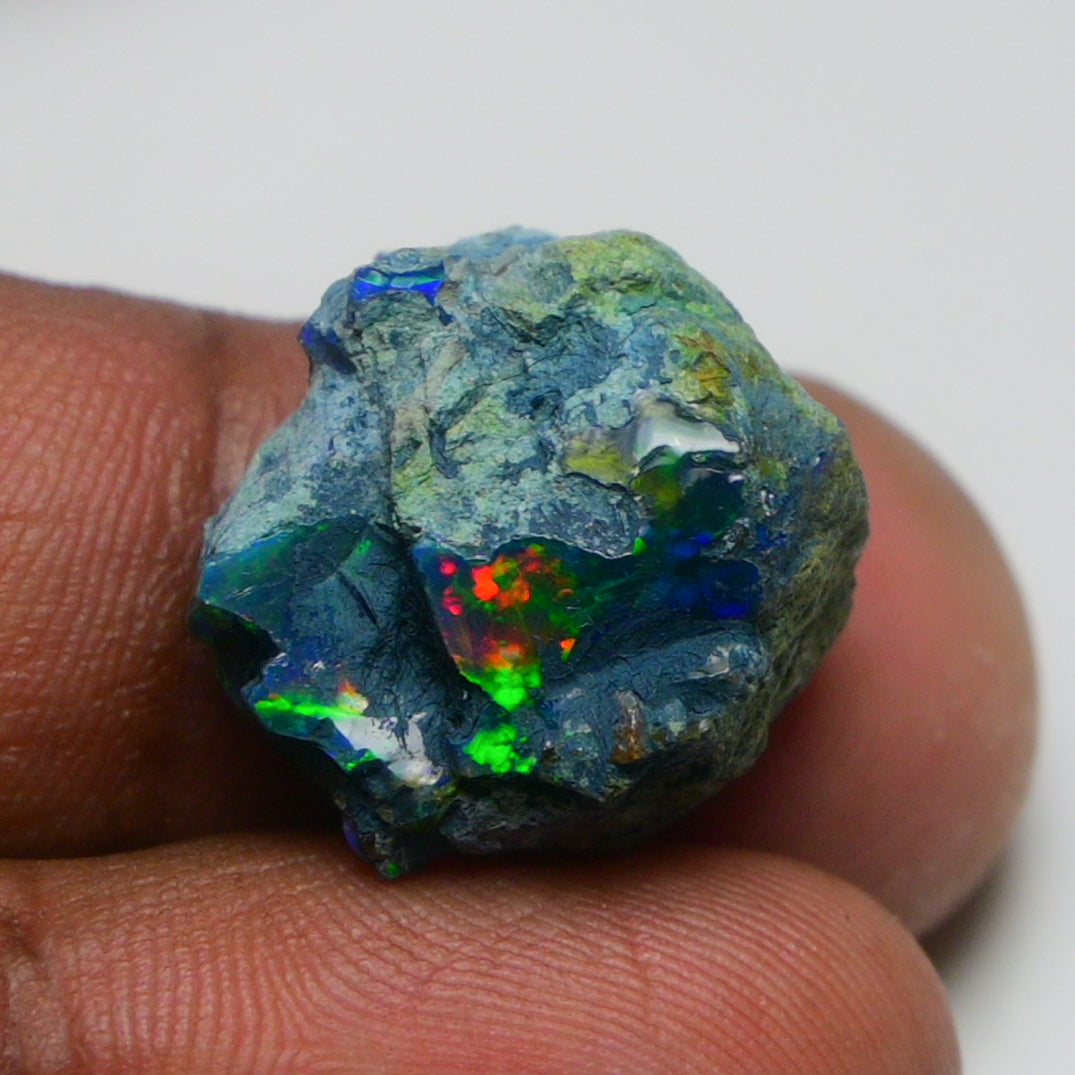 Rare Black Opal 16.45 Carats | Natural Black Ethiopian Opal Rough - Ready for Cutting & Jewelry!