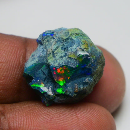 Rare Black Opal 16.45 Carats | Natural Black Ethiopian Opal Rough - Ready for Cutting & Jewelry!