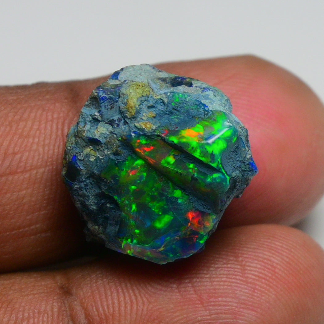 Rare Black Opal 16.45 Carats | Natural Black Ethiopian Opal Rough - Ready for Cutting & Jewelry!