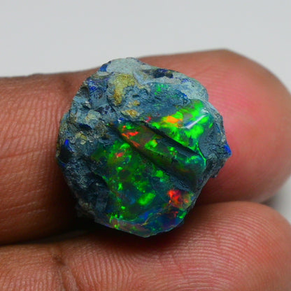 Rare Black Opal 16.45 Carats | Natural Black Ethiopian Opal Rough - Ready for Cutting & Jewelry!