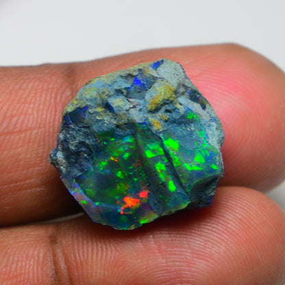 Rare Black Opal 16.45 Carats | Natural Black Ethiopian Opal Rough - Ready for Cutting & Jewelry!