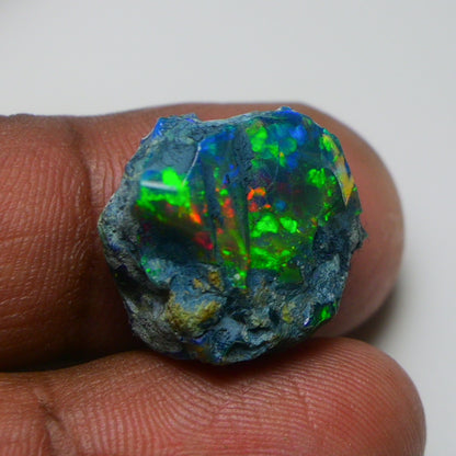 Rare Black Opal 16.45 Carats | Natural Black Ethiopian Opal Rough - Ready for Cutting & Jewelry!