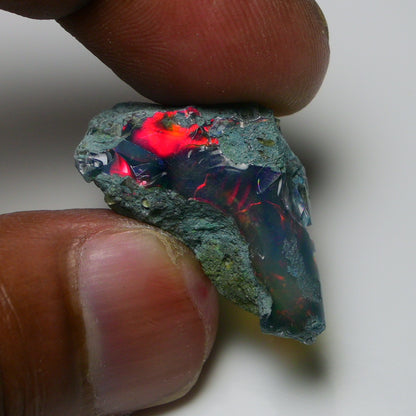 Rare Black Opal 20.30 Carats | Natural Black Ethiopian Opal Rough - Ready for Cutting & Jewelry!