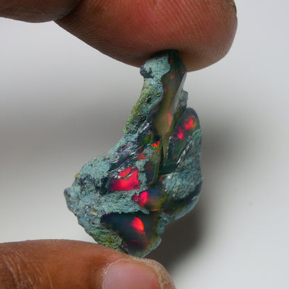Rare Black Opal 20.30 Carats | Natural Black Ethiopian Opal Rough - Ready for Cutting & Jewelry!