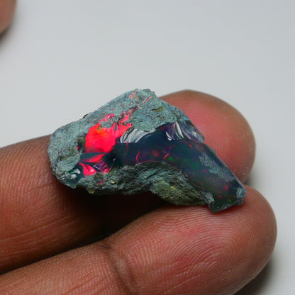 Rare Black Opal 20.30 Carats | Natural Black Ethiopian Opal Rough - Ready for Cutting & Jewelry!