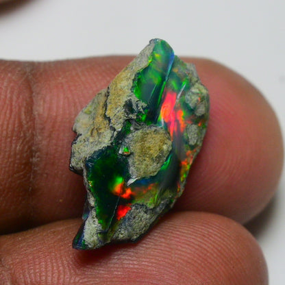 Black Opal 7.15 Carats | Natural Black Ethiopian Opal Rough - Ready for Cutting & Jewelry!