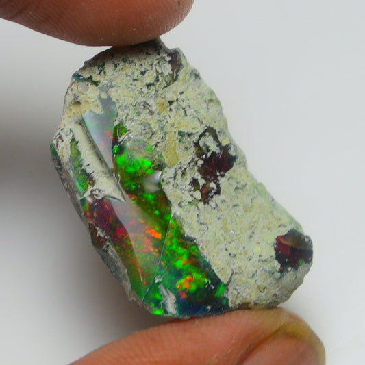 Black Opal Weight: 18.55  Carats | Natural Black Ethiopian Opal Rough - Ready for Cutting & Jewelry