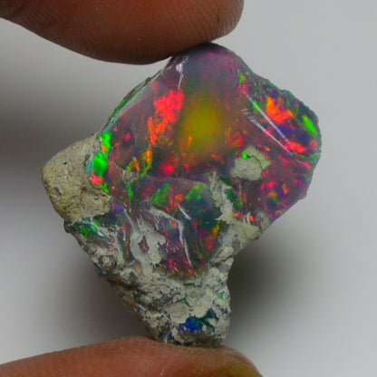 Black Opal Weight: 17.35  Carats | Natural Black Ethiopian Opal Rough - Ready for Cutting & Jewelry