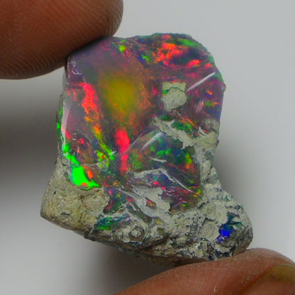 Black Opal Weight: 17.35  Carats | Natural Black Ethiopian Opal Rough - Ready for Cutting & Jewelry