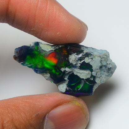Black Opal Rough 14.70 Carats | Natural Ethiopian Opal Rough - Ready for Cutting & Jewelry | AAA Grade Opal Raw