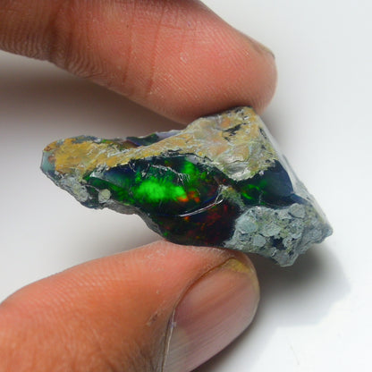 Black Opal Rough 14.70 Carats | Natural Ethiopian Opal Rough - Ready for Cutting & Jewelry | AAA Grade Opal Raw