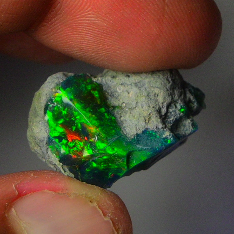 Black Opal Weight: 18.40  Carats | Natural Black Ethiopian Opal Rough - Ready for Cutting & Jewelry