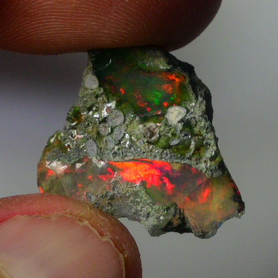 Black Opal Weight: 15.50  Carats | Natural Black Ethiopian Opal Rough - Ready for Cutting & Jewelry
