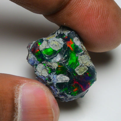 Rare Black Opal 18.55 Carats | Natural Black Ethiopian Opal Rough - Ready for Cutting & Jewelry!