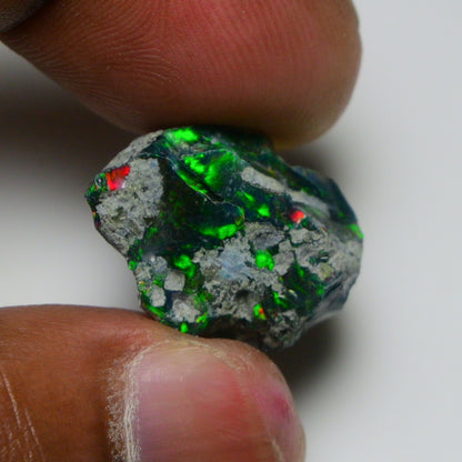 Rare Black Opal 16.45 Carats | Natural Black Ethiopian Opal Rough - Ready for Cutting & Jewelry!