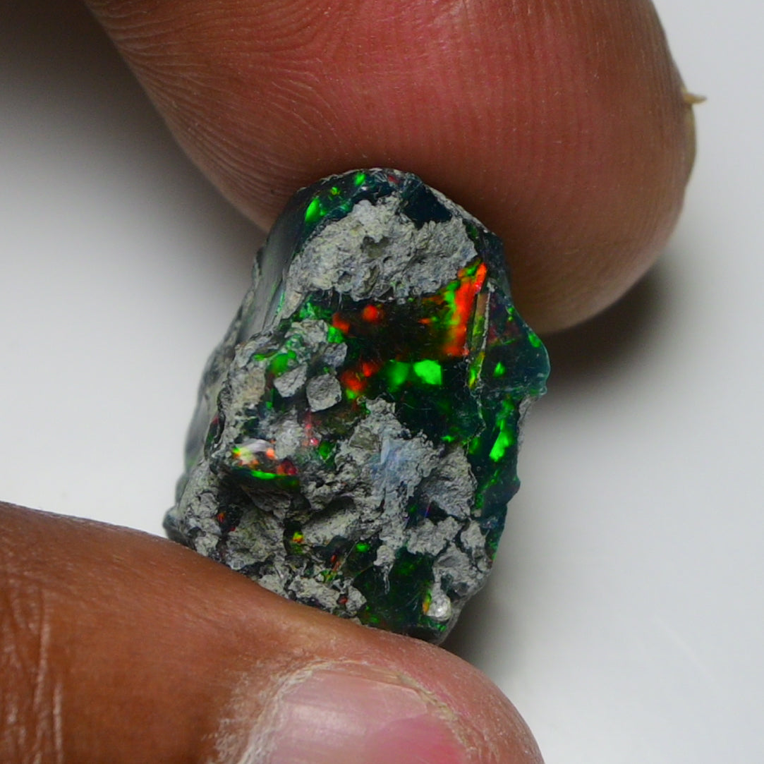 Rare Black Opal 16.45 Carats | Natural Black Ethiopian Opal Rough - Ready for Cutting & Jewelry!