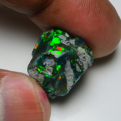 Rare Black Opal 16.45 Carats | Natural Black Ethiopian Opal Rough - Ready for Cutting & Jewelry!