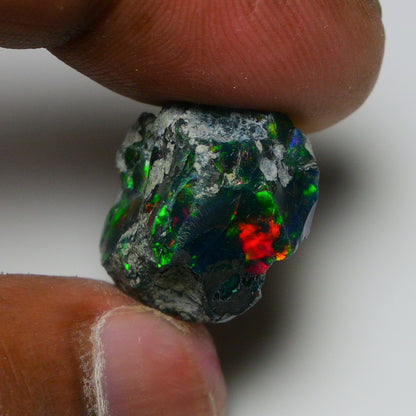 Rare Black Opal 16.45 Carats | Natural Black Ethiopian Opal Rough - Ready for Cutting & Jewelry!
