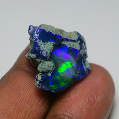 Black Opal  18.30 Carats | Natural Black Ethiopian Opal Rough - Ready for Cutting & Jewelry
