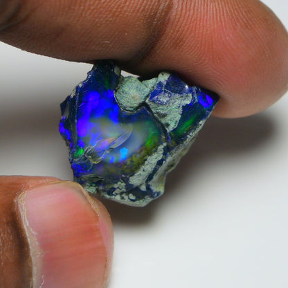 Black Opal  18.30 Carats | Natural Black Ethiopian Opal Rough - Ready for Cutting & Jewelry