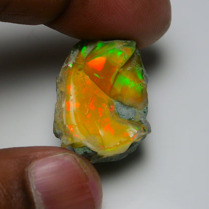 Black Opal 37.05 Carats | Natural Black Ethiopian Opal Rough - Ready for Cutting & Jewelry