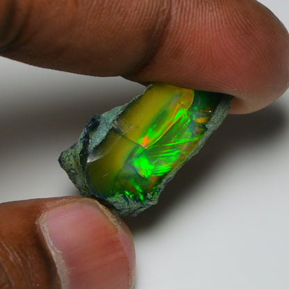 Black Opal 15.00 Carats | Natural Black Ethiopian Opal Rough - Ready for Cutting & Jewelry