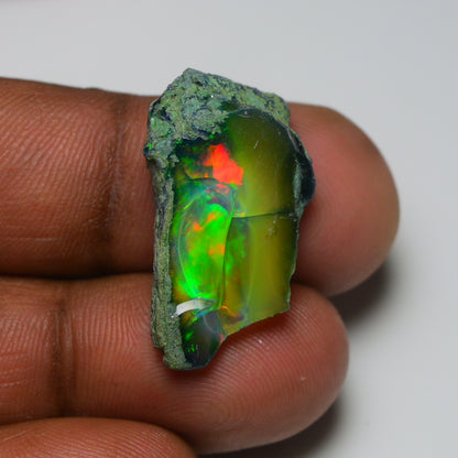 Black Opal 15.00 Carats | Natural Black Ethiopian Opal Rough - Ready for Cutting & Jewelry