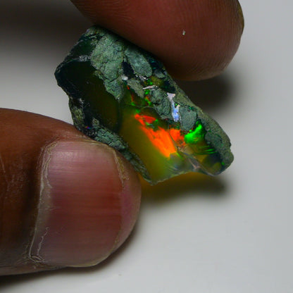 Black Opal 15.00 Carats | Natural Black Ethiopian Opal Rough - Ready for Cutting & Jewelry