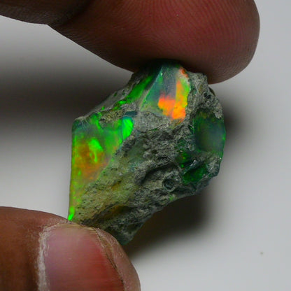 Black Opal 22.85 Carats | Natural Black Ethiopian Opal Rough - Ready for Cutting & Jewelry