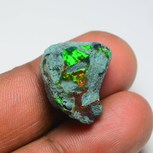 Black Opal 18.85 Carats | Natural Black Ethiopian Opal Rough - Ready for Cutting & Jewelry