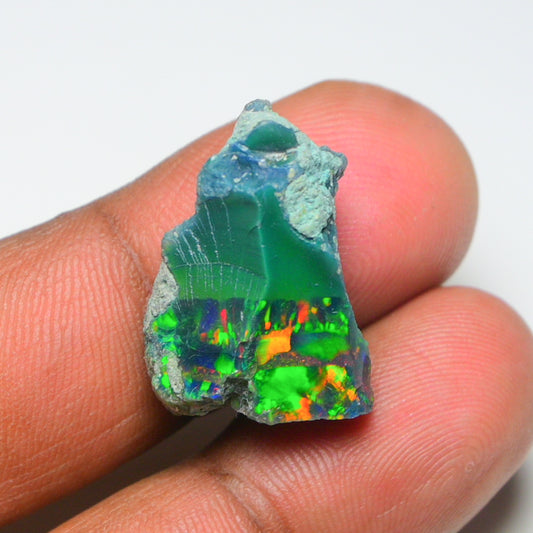 Black Opal 14.15 Carats | Natural Black Ethiopian Opal Rough - Ready for Cutting & Jewelry