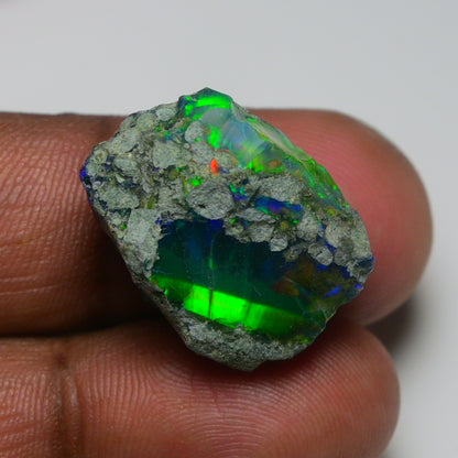 Black Opal 22.55 Carats | Natural Black Ethiopian Opal Rough - Ready for Cutting & Jewelry