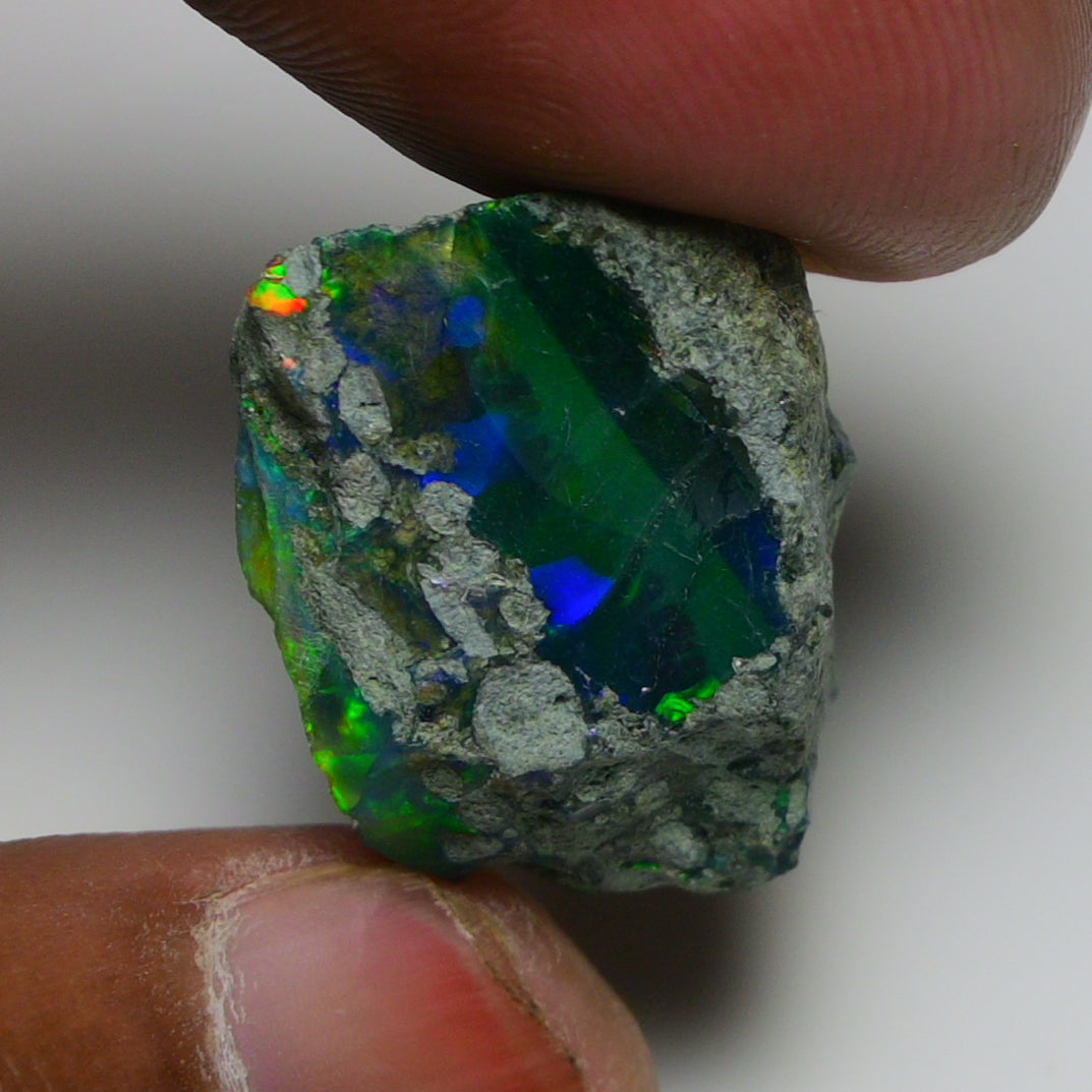 Black Opal 22.55 Carats | Natural Black Ethiopian Opal Rough - Ready for Cutting & Jewelry