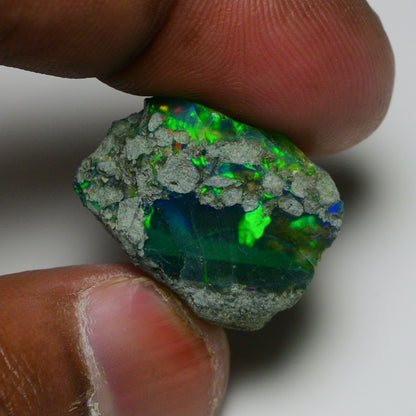 Black Opal 22.55 Carats | Natural Black Ethiopian Opal Rough - Ready for Cutting & Jewelry
