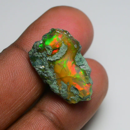 Black Opal 13.85 Carats | Natural Black Ethiopian Opal Rough - Ready for Cutting & Jewelry
