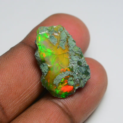 Black Opal 13.85 Carats | Natural Black Ethiopian Opal Rough - Ready for Cutting & Jewelry