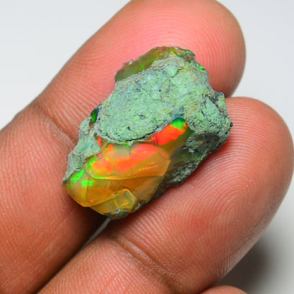 Black Opal 13.85 Carats | Natural Black Ethiopian Opal Rough - Ready for Cutting & Jewelry