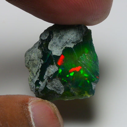 Black Opal 15.50 Carats | Natural Black Ethiopian Opal Rough - Ready for Cutting & Jewelry
