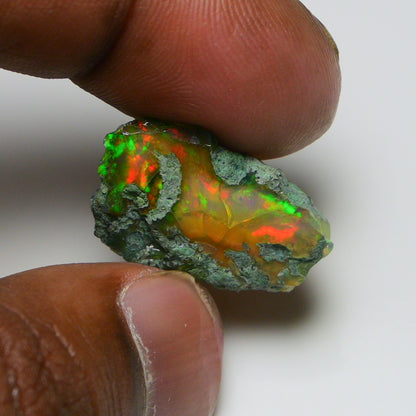 Black Opal 13.85 Carats | Natural Black Ethiopian Opal Rough - Ready for Cutting & Jewelry