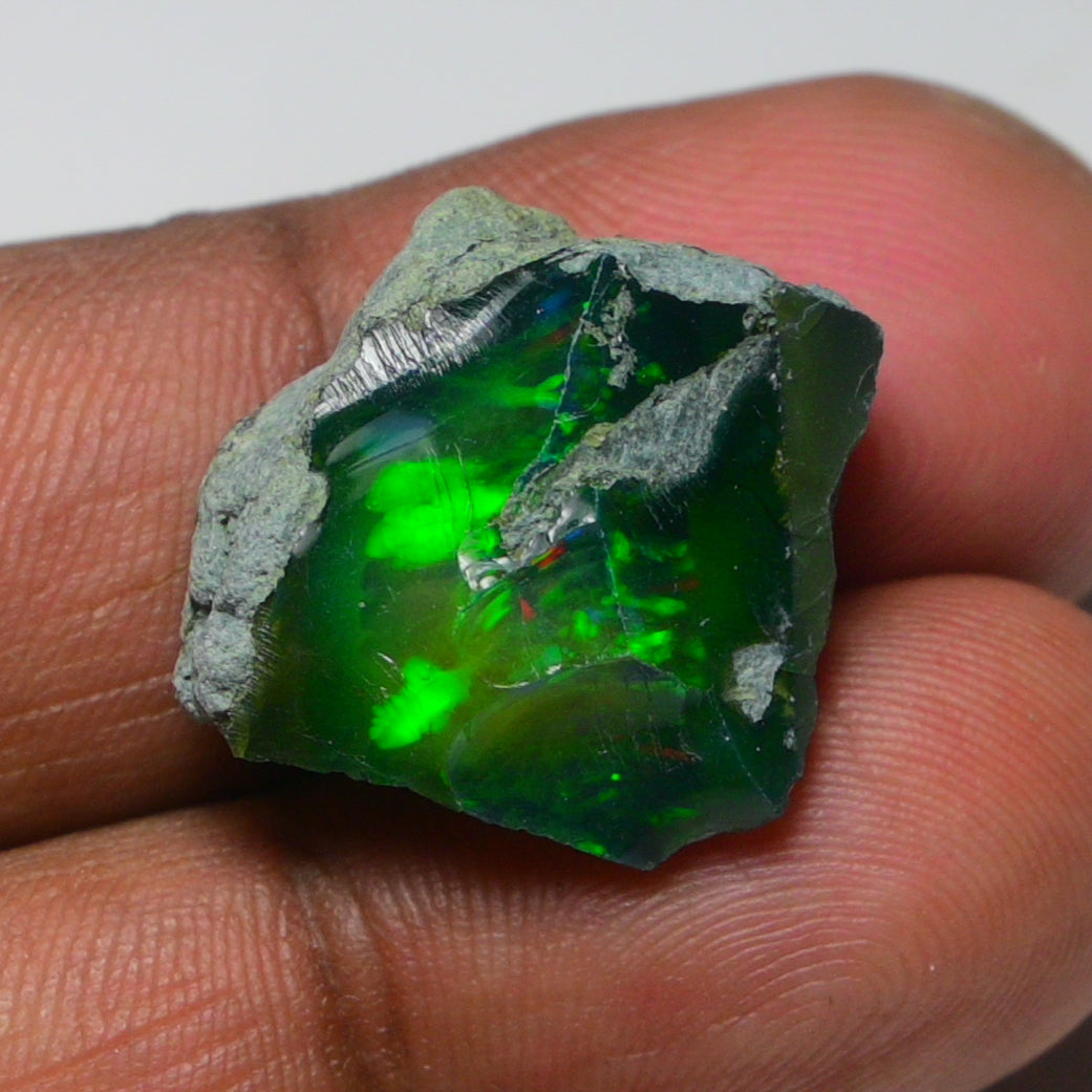 Black Opal 15.50 Carats | Natural Black Ethiopian Opal Rough - Ready for Cutting & Jewelry