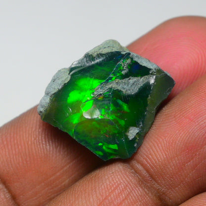 Black Opal 15.50 Carats | Natural Black Ethiopian Opal Rough - Ready for Cutting & Jewelry