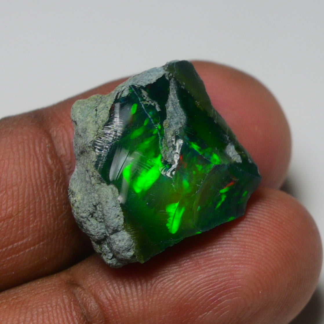 Black Opal 15.50 Carats | Natural Black Ethiopian Opal Rough - Ready for Cutting & Jewelry