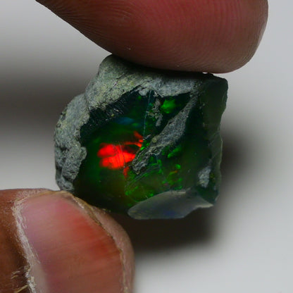 Black Opal 15.50 Carats | Natural Black Ethiopian Opal Rough - Ready for Cutting & Jewelry
